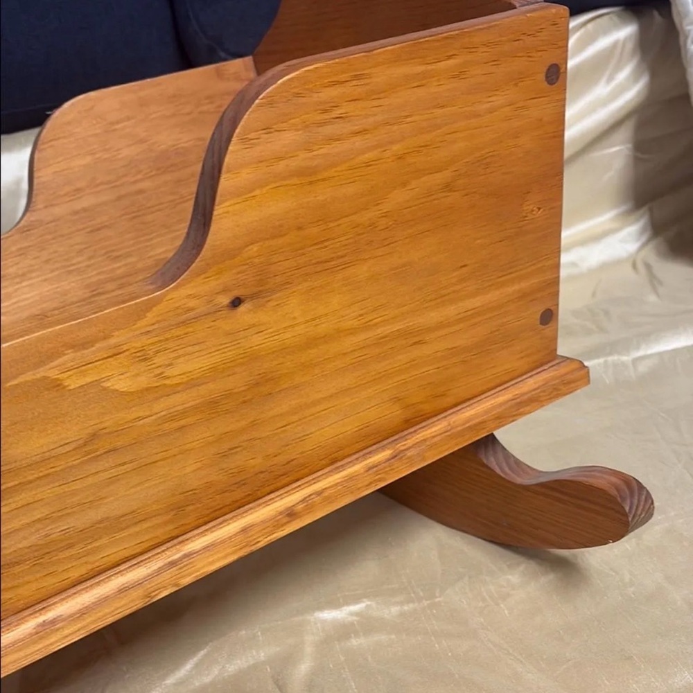 Vintage Wooden Rocking Doll Cradle - Picture 3 of 4